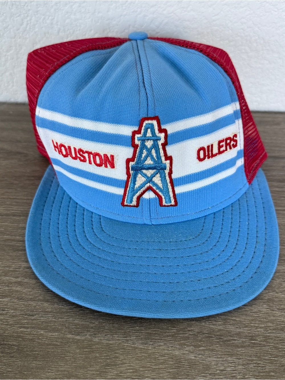 Houston Oilers VTG AJD Lucky Stripes Snapback Hat Adjustable Mesh Trucker NFL